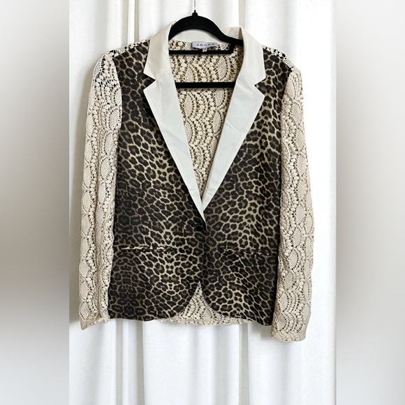 Adore Leopard & Lace Crochet Boho Y2K Edgy Blazer Size Small - Picture 1 of 3